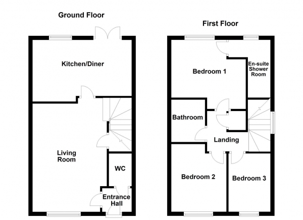 Floor Plan Image for 3 Bedroom End of Terrace House for Sale in Butterfield Way, Wakefield