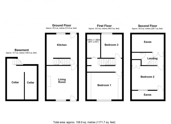 Floor Plan Image for 3 Bedroom Terraced House for Sale in Thornes Lane, Wakefield