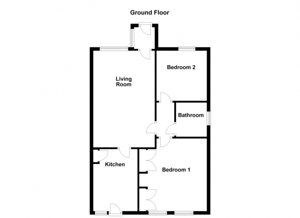 Floor Plan for 2 Bedroom Semi-Detached Bungalow for Sale in St. Peters Court, Horbury, Wakefield, WF4, 6AP - Shared Ownership &pound129,950