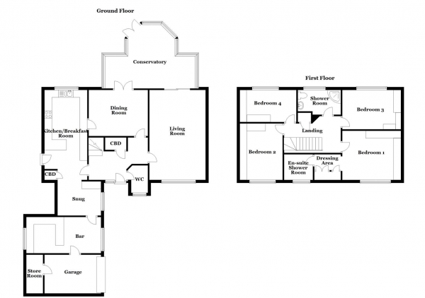 Floor Plan for 4 Bedroom Detached House for Sale in Highfield Grange, Horbury, Wakefield, WF4, 5LT - OIRO &pound580,000