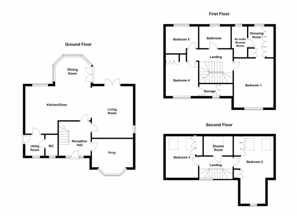 Floor Plan Image for 5 Bedroom Property for Sale in Bittern Croft, Horbury, Wakefield