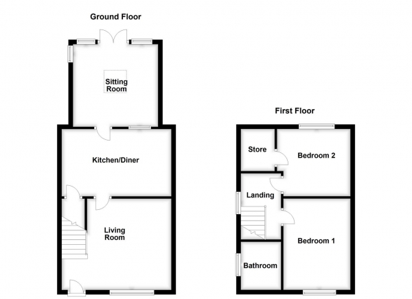 Floor Plan Image for 2 Bedroom End of Terrace House for Sale in Quarry Hill, Horbury, Wakefield