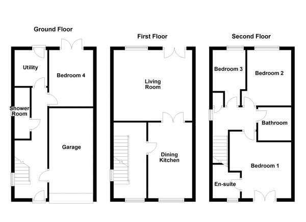 Floor Plan for 4 Bedroom Semi-Detached House for Sale in Primrose Way, Horbury, Wakefield, WF4, 6AW -  &pound260,000