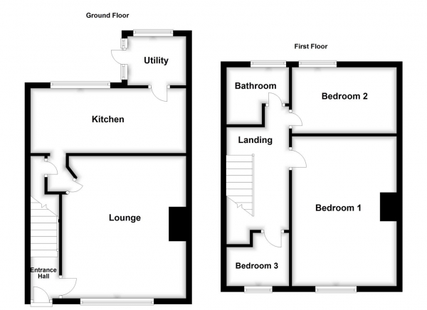 Floor Plan for 3 Bedroom End of Terrace House for Sale in Southfield Lane, Horbury, Wakefield, WF4, 5AX -  &pound190,000