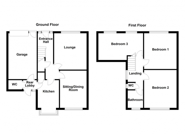 Floor Plan for 3 Bedroom Semi-Detached House for Sale in Gagewell Drive, Horbury, WF4, 6BP -  &pound300,000