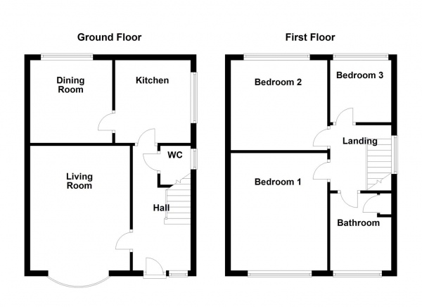 Floor Plan for 3 Bedroom Semi-Detached House for Sale in Karon Drive, Horbury, Wakefield, WF4, 5BP -  &pound220,000