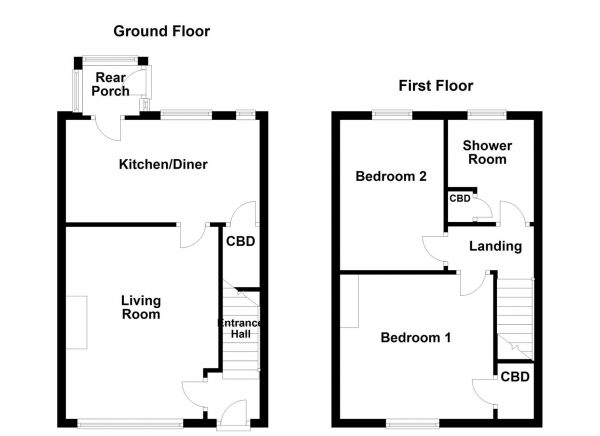 Floor Plan for 2 Bedroom Property for Sale in Sunroyd Hill, Horbury, Wakefield, WF4, 6NG -  &pound185,000