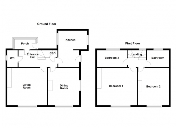 Floor Plan for 3 Bedroom Detached House for Sale in Birch Cottage, Northfield Lane, Horbury, Wakefield, WF4, 5DW -  &pound550,000