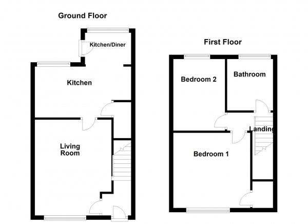 Floor Plan Image for 2 Bedroom End of Terrace House for Sale in Sunroyd Hill, Horbury, Wakefield