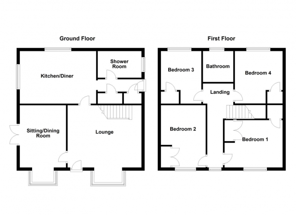 Floor Plan for 4 Bedroom Detached House for Sale in Weeland Road, Sharlston Common, Wakefield, WF4, 1EB -  &pound240,000