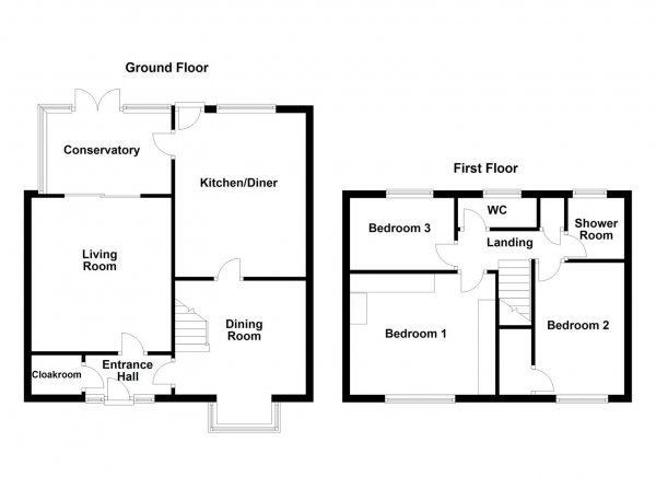 Floor Plan Image for 3 Bedroom Detached House for Sale in Redruth Drive, Normanton