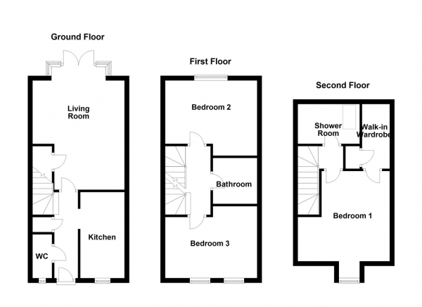 Floor Plan for 3 Bedroom Town House for Sale in Whinbeck Avenue, Normanton, WF6, 1UD -  &pound220,000