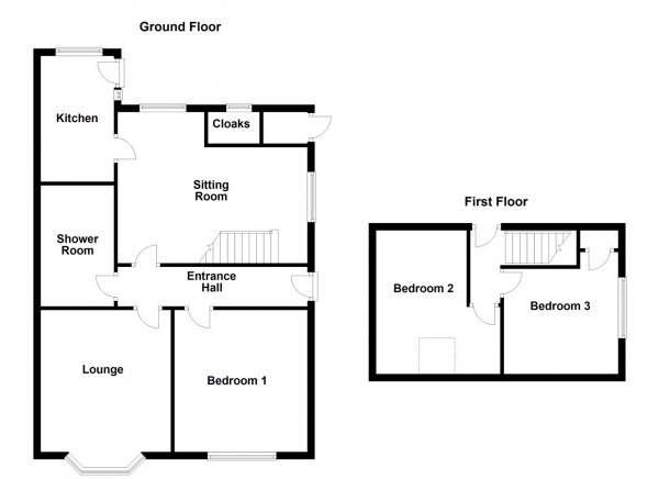 Floor Plan for 3 Bedroom Semi-Detached Bungalow for Sale in Manor Croft, Normanton, WF6, 2EG -  &pound245,000