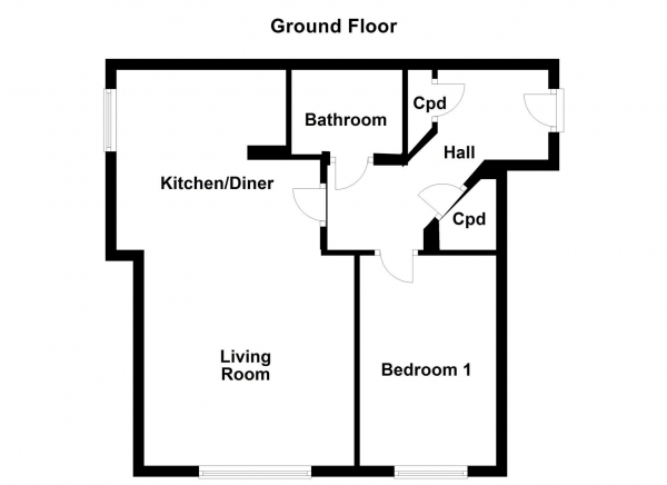 Floor Plan Image for 1 Bedroom Apartment for Sale in Millers Croft, Castleford