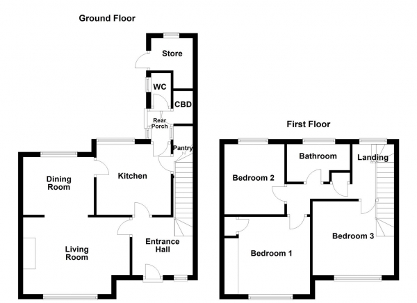 Floor Plan Image for 3 Bedroom Semi-Detached House for Sale in Rookhill Road, Pontefract