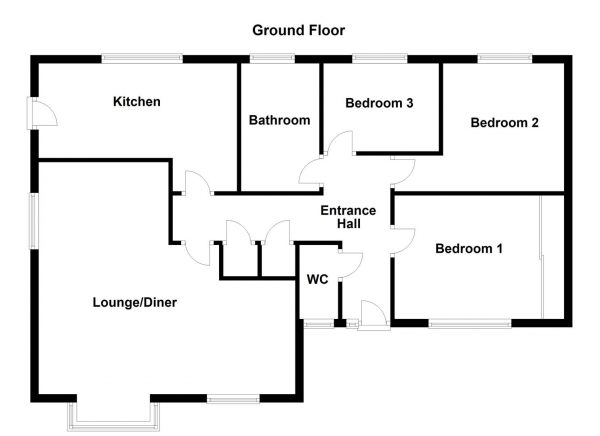 Floor Plan Image for 3 Bedroom Detached Bungalow for Sale in Meadow Croft, Hemsworth, Pontefract