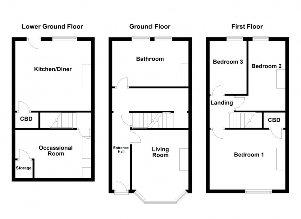 Floor Plan Image for 3 Bedroom Terraced House for Sale in Churchfield Lane, Castleford