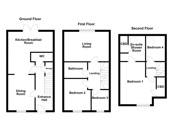 Floor Plan Image for 4 Bedroom Town House for Sale in Madison Walk, Ackworth, Pontefract