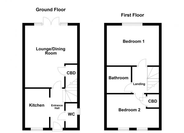 Floor Plan Image for 2 Bedroom Semi-Detached House for Sale in Warren Court, Featherstone, Pontefract