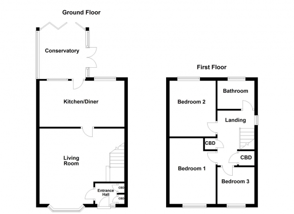 Floor Plan Image for 3 Bedroom Semi-Detached House for Sale in Meadow Croft, Hemsworth, Pontefract