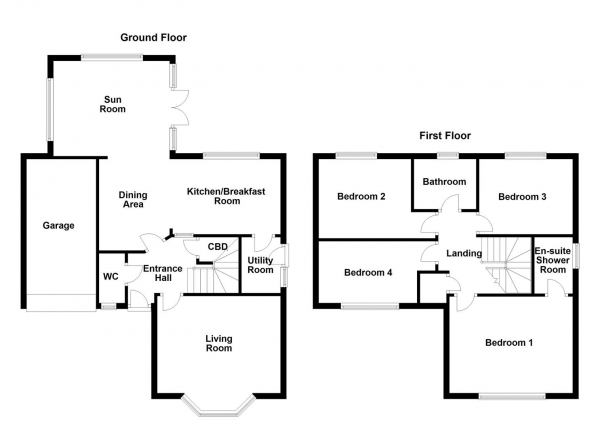 Floor Plan Image for 4 Bedroom Detached House for Sale in Jasmine Gardens, Castleford