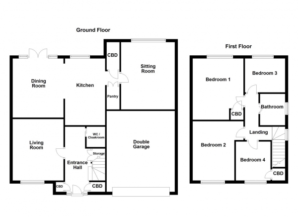 Floor Plan Image for 4 Bedroom Detached House for Sale in Park Avenue, Darrington, Pontefract