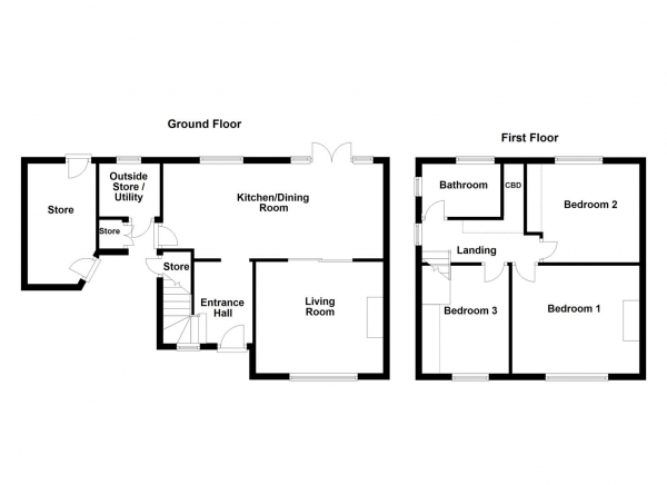 Floor Plan for 3 Bedroom Semi-Detached House for Sale in Broadway, Pontefract, WF8, 2AR -  &pound230,000