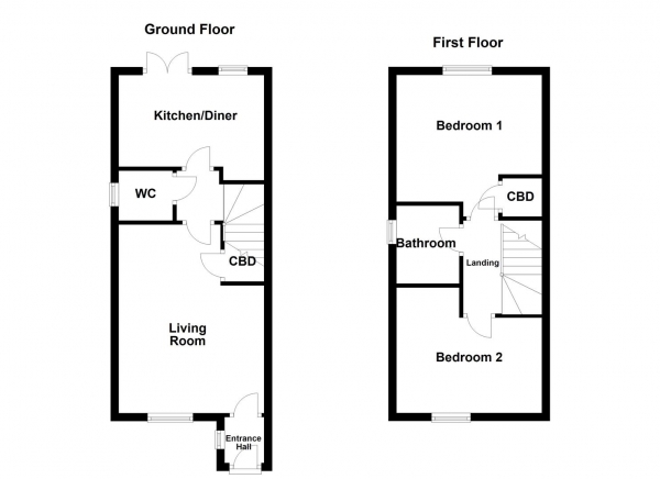 Floor Plan Image for 2 Bedroom End of Terrace House for Sale in Dandelion Close, Castleford