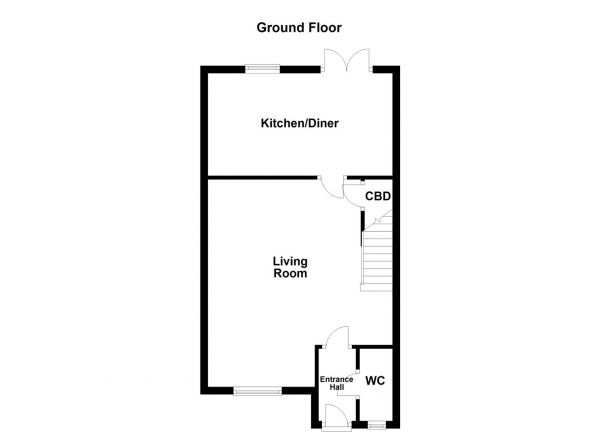 Floor Plan for 3 Bedroom Town House for Sale in Hollygarth Court, Hemsworth, Pontefract, WF9, 4SX - Offers Over &pound175,000