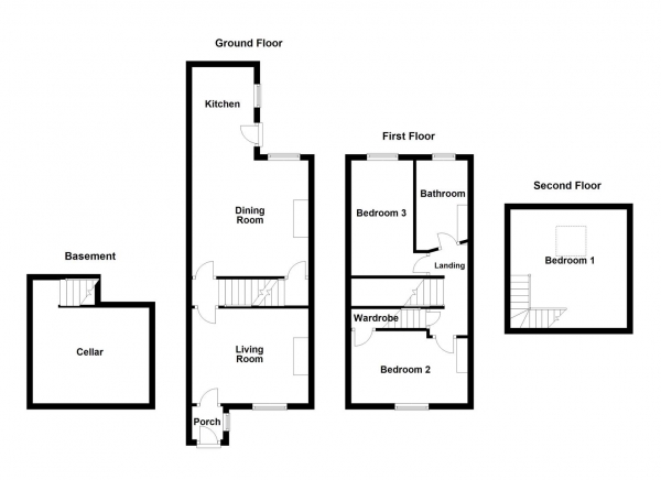 Floor Plan for 3 Bedroom Terraced House for Sale in Cambridge Street, Normanton, WF6, 1ER -  &pound165,000