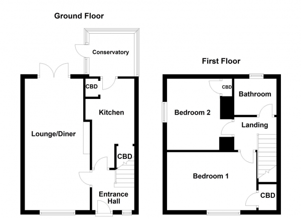 Floor Plan for 2 Bedroom End of Terrace House for Sale in Falcon Drive, Castleford, WF10, 5SQ - Guide Price &pound130,000