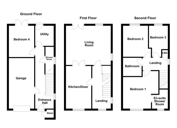 Floor Plan Image for 4 Bedroom Semi-Detached House for Sale in Bellflower Close, Castleford