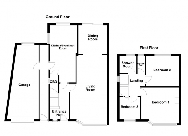 Floor Plan Image for 3 Bedroom Semi-Detached House for Sale in West Lane, Sharlston Common, Wakefield