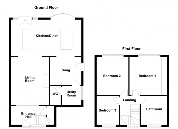 Floor Plan Image for 3 Bedroom Detached House for Sale in Kirkby Close, South Kirkby, Pontefract