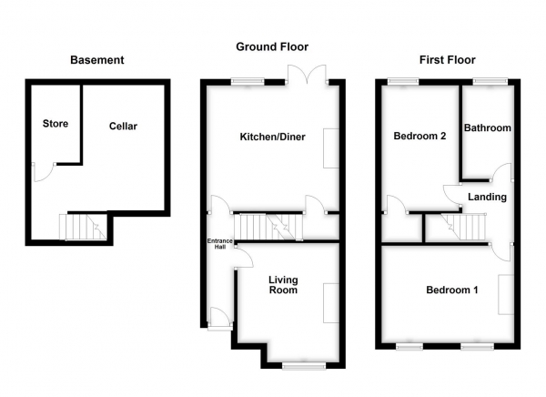 Floor Plan Image for 2 Bedroom Semi-Detached House for Sale in Gin Lane, Streethouse, Pontefract