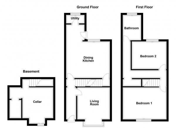 Floor Plan Image for 2 Bedroom Terraced House for Sale in Lee Brigg, Altofts, Normanton