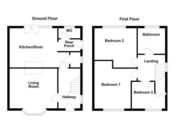 Floor Plan for 3 Bedroom Semi-Detached House for Sale in Normanton View, Normanton, WF6, 1PJ -  &pound175,000