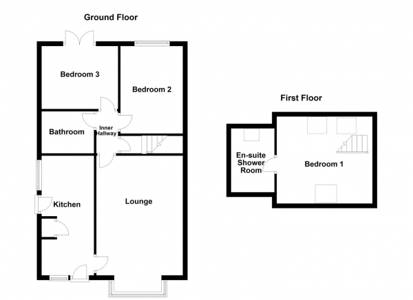 Floor Plan for 3 Bedroom Semi-Detached Bungalow for Sale in Oakwood Close, Altofts, Normanton, WF6, 2NY -  &pound284,950