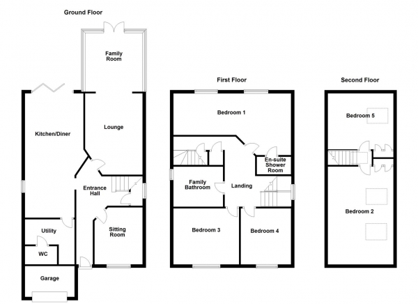 Floor Plan for 5 Bedroom Detached House for Sale in Hillcrest Mount, Castleford, WF10, 3QU -  &pound375,000