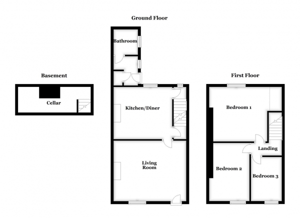 Floor Plan Image for 3 Bedroom Terraced House for Sale in Long Row, New Sharlston, Wakefield