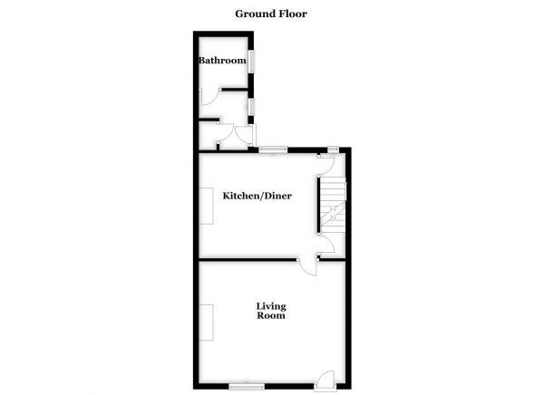 Floor Plan for 3 Bedroom Terraced House for Sale in Long Row, New Sharlston, Wakefield, WF4, 1BH -  &pound135,000