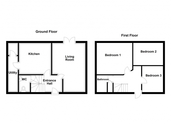 Floor Plan for 3 Bedroom Semi-Detached House for Sale in Common Road, Kinsley, Pontefract, WF9, 5JR -  &pound170,000