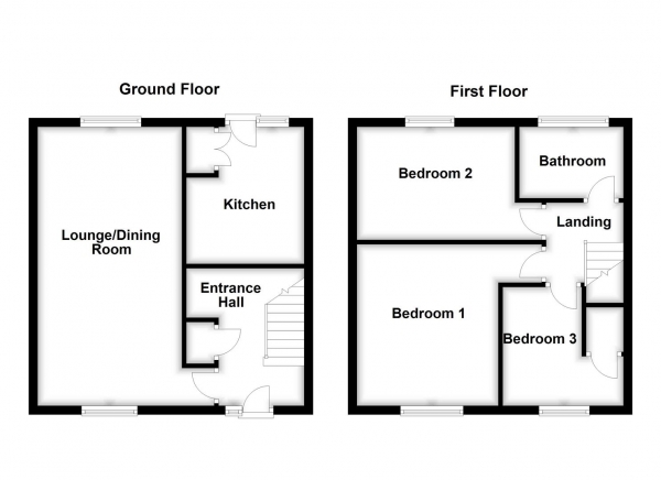 Floor Plan for 3 Bedroom End of Terrace House for Sale in Pinewood Place, Knottingley, WF11, 0QH - Offers Over &pound115,000