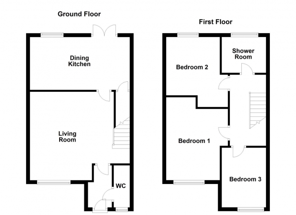 Floor Plan Image for 3 Bedroom Town House for Sale in Holly Tree Mews, Normanton