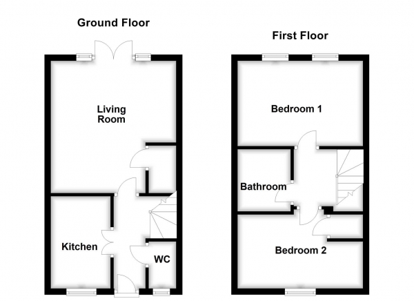 Floor Plan for 2 Bedroom Semi-Detached House for Sale in Waterton Road, Castleford, WF10, 5GR -  &pound190,000