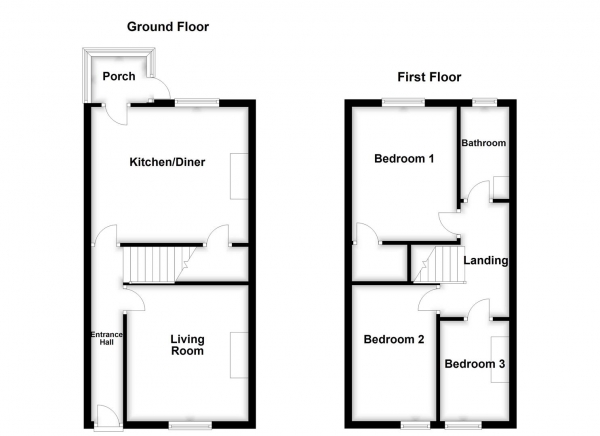 Floor Plan Image for 3 Bedroom Terraced House for Sale in Renfield Grove, Normanton