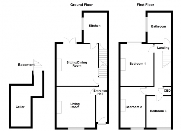 Floor Plan for 3 Bedroom Terraced House for Sale in Snydale Road, Normanton, WF6, 1NT -  &pound200,000