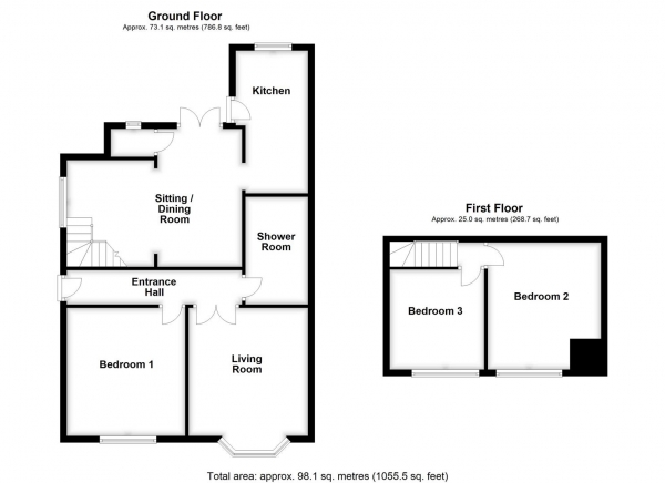 Floor Plan Image for 3 Bedroom Semi-Detached Bungalow for Sale in Manor Croft, Normanton