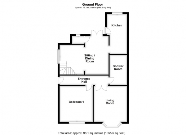 Floor Plan for 3 Bedroom Semi-Detached Bungalow for Sale in Manor Croft, Normanton, WF6, 2EG -  &pound280,000