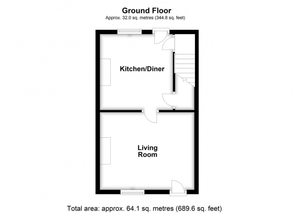 Floor Plan for 2 Bedroom Terraced House for Sale in Grafton Street, Castleford, WF10, 4NU -  &pound110,000